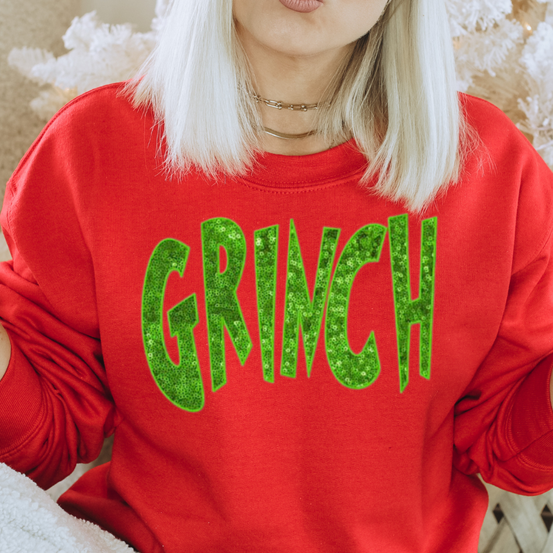 Mean Green Grinch Faux Glitter