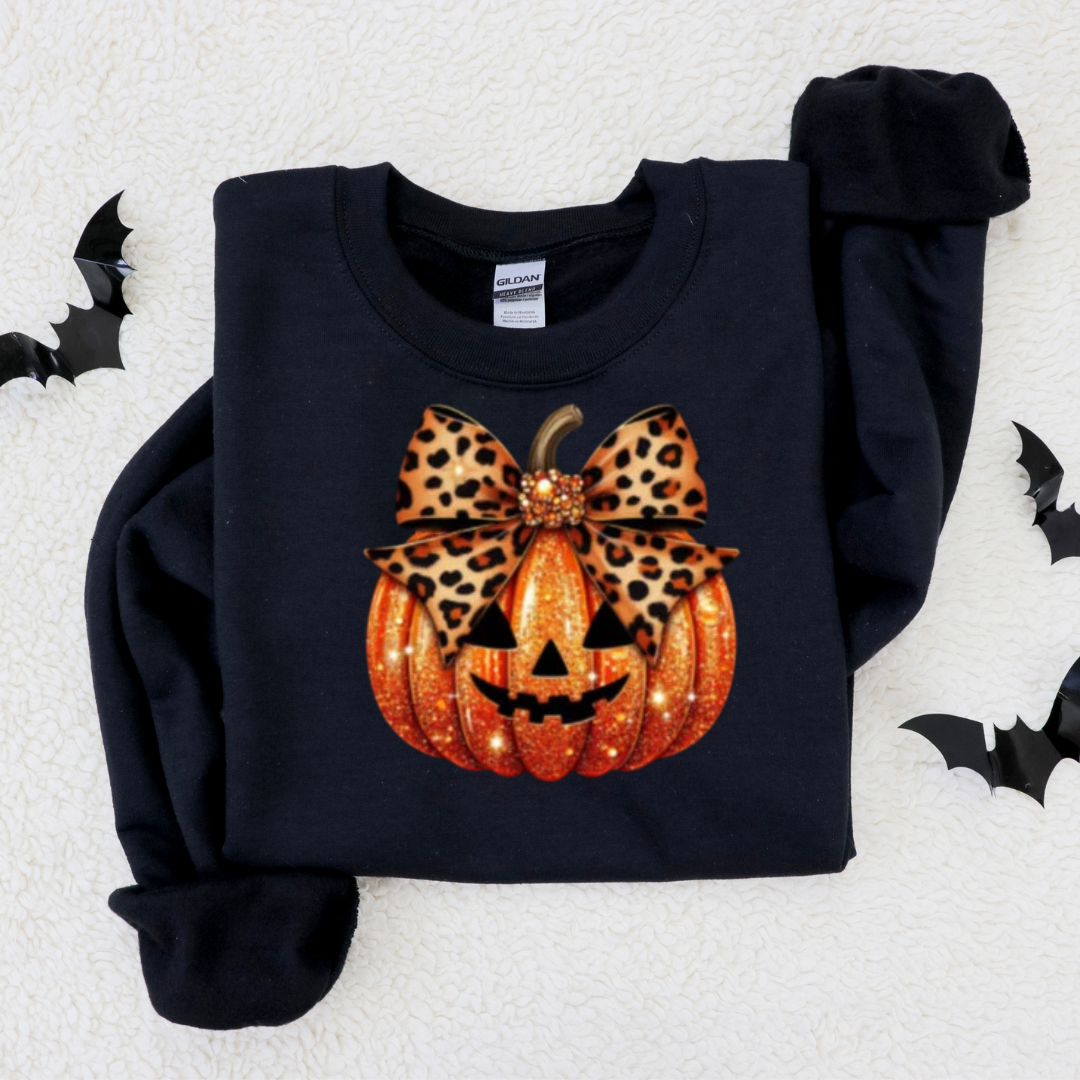 Pumpkin with Leopard Coquette Bow