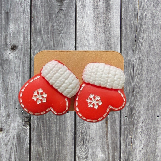 Red Mittens Resin Earrings