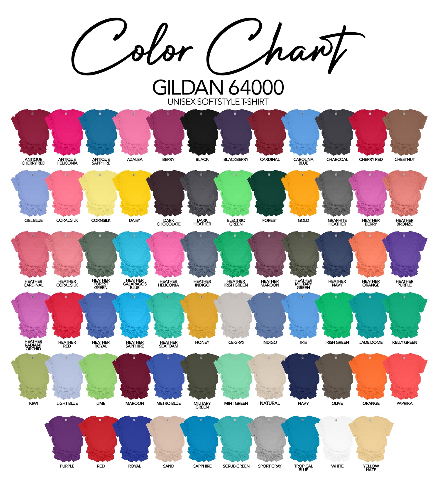 Size & Color Charts – Double Z Shop