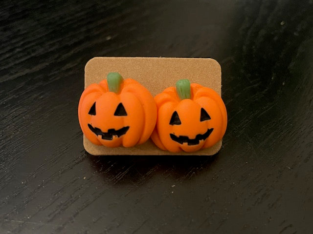 Jack-O-Lantern Pumpkin Resin Earrings