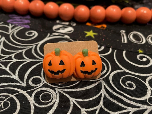 Jack-O-Lantern Pumpkin Resin Earrings