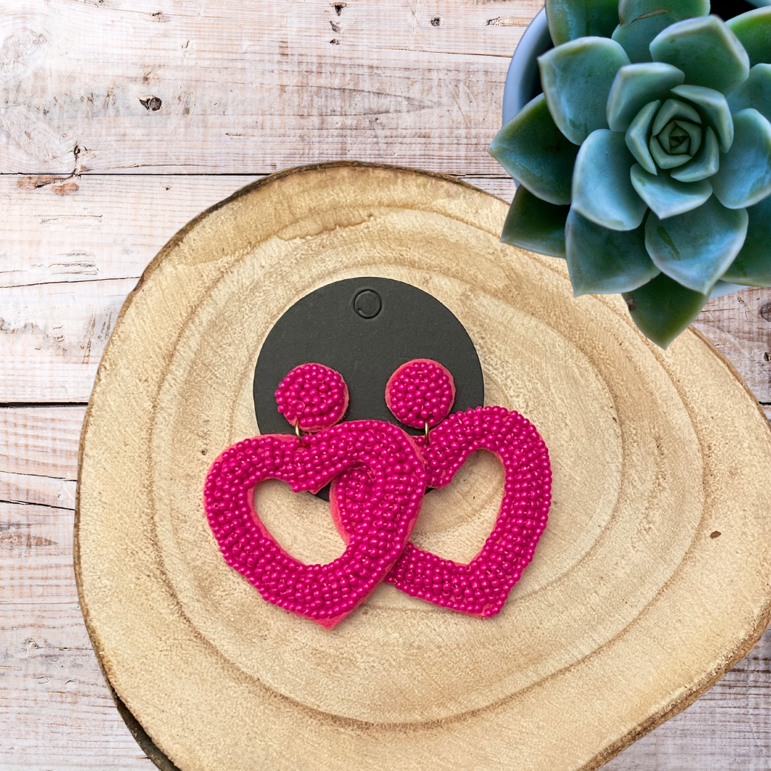 Bead Heart Earrings