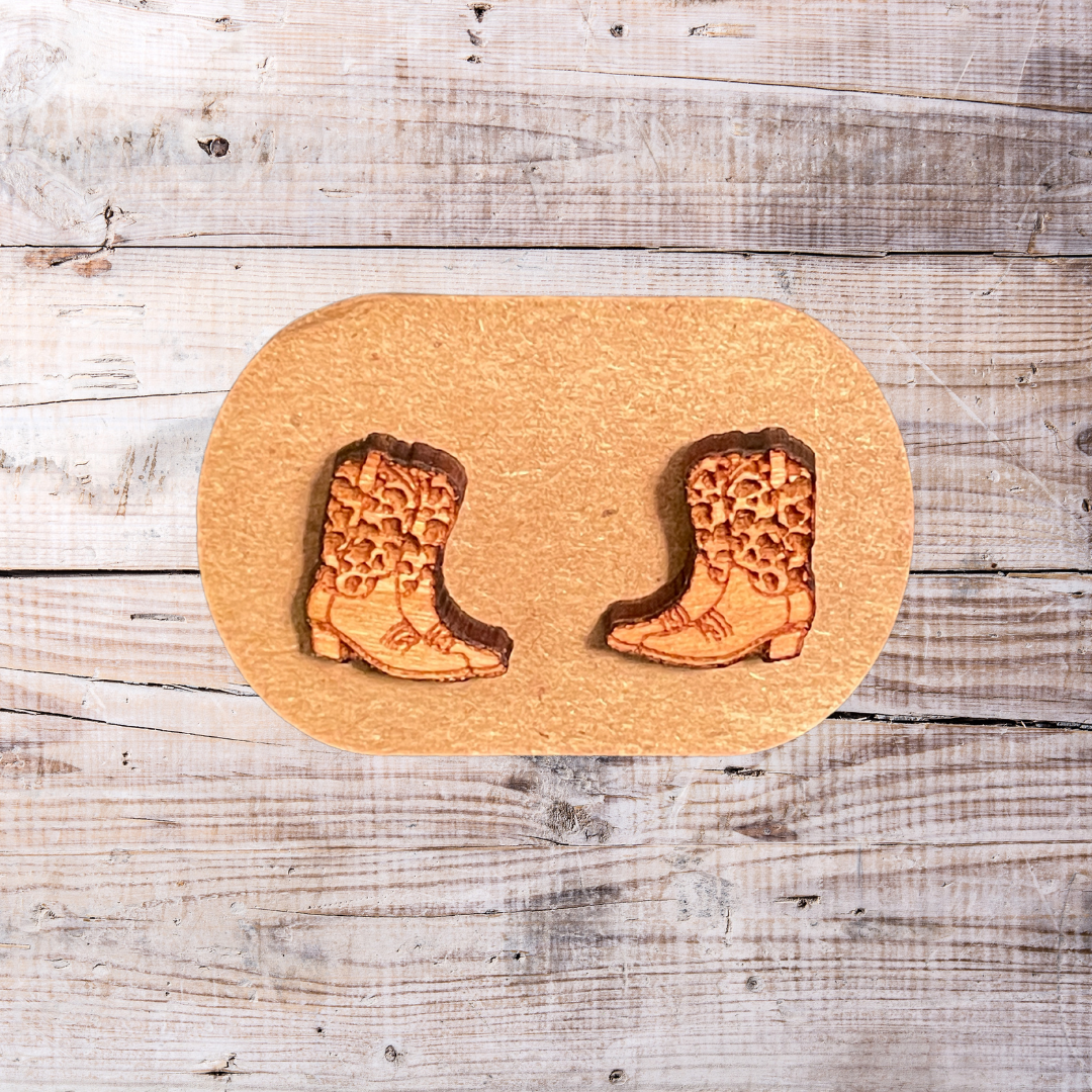 Cowboy Boot Wooden Earrings