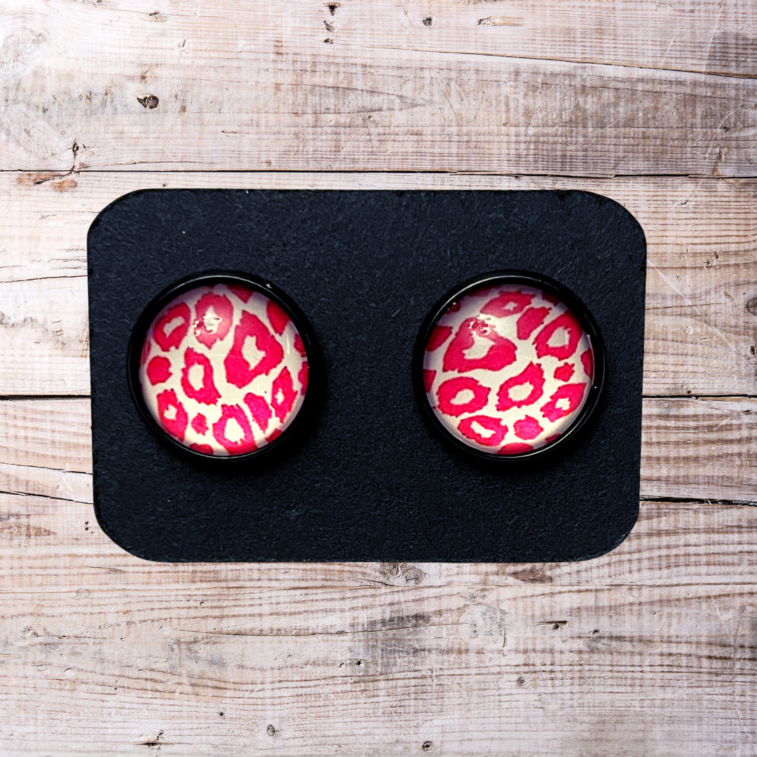 Pink Leopard Earrings