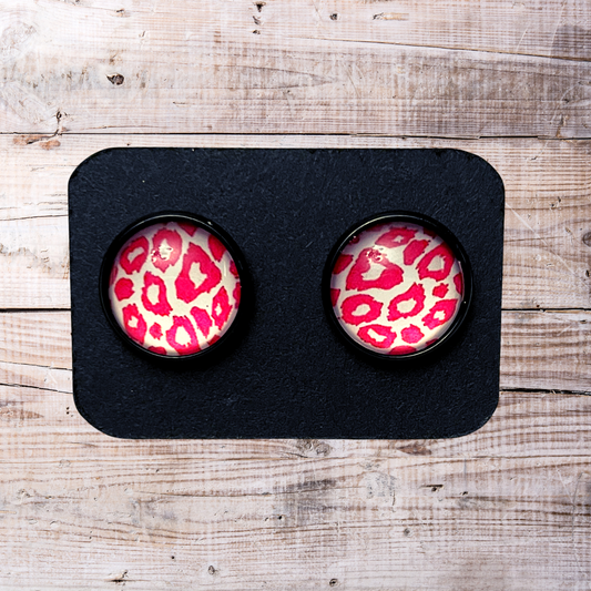 Pink Leopard Earrings