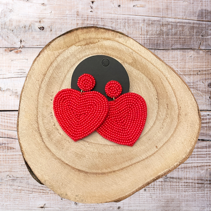 Bead Heart Earrings